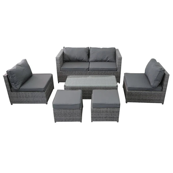 Elora 6pc Lounge Set Outdoor Furniture Rattan Wicker Chair Sofa Table Wws