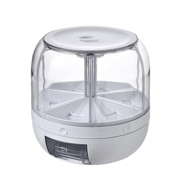 6 in 1 Rotating 360° Dry Food Dispenser Grain Rice Storage Container Cereal Box