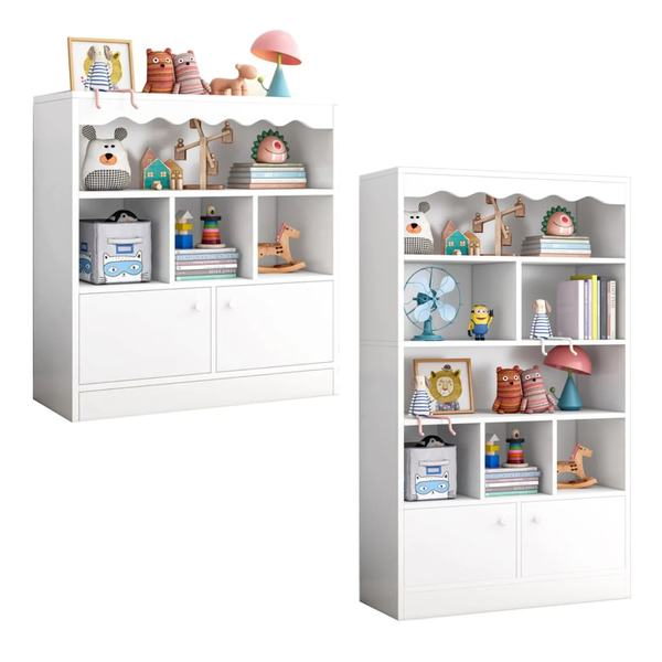 Foret Bookshelf Kids Bookcase Display Rack Organiser Children Cabinet Shelves White 2 options