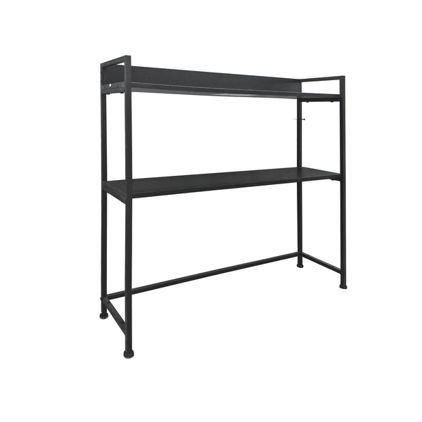 FORET Gaming Storage Shelf Carbon Fiber Look 2 Tier Adjustable Display Rack 90cm