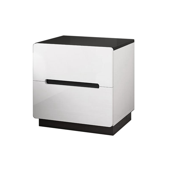 Foret Bedside Tables Drawers Nightstand Bedroom Storage Cabinet White Black 2 Drawer in black and white shade.