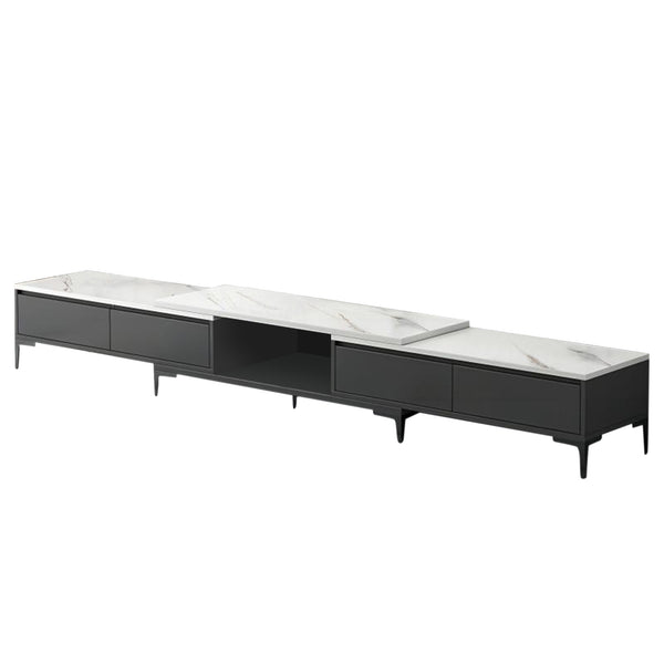 Foret Expandable TV Stand Entertainment Unit Marble Pattern Cabinet Drawer Shelf