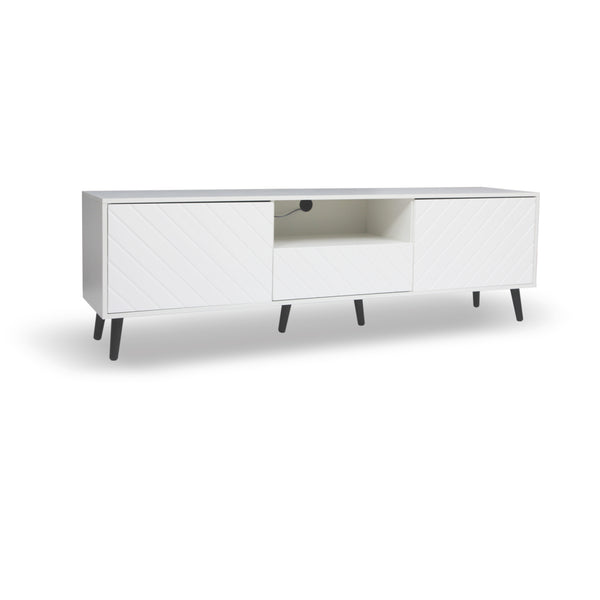 Foret 140cm TV Cabinet Entertainment Unit Stand White High Gloss Storage Drawers