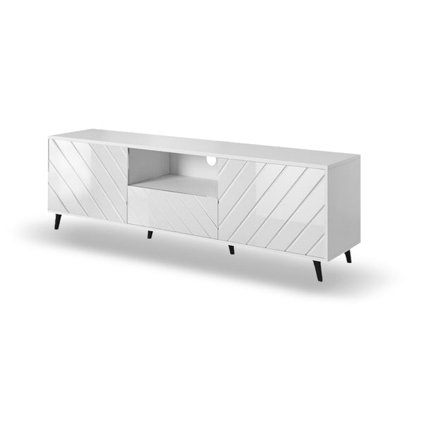 Foret 180cm TV Cabinet Entertainment Unit Stand White High Gloss Storage Drawers LED Light