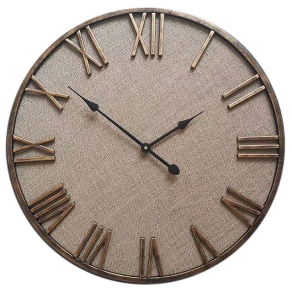 Salesbay 60cm Silent Wall Clock Linen Roman Numeral Vintage Farmhouse Home Decor