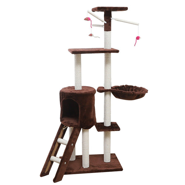 Salesbay 4 Tier Pet Play House Cat Tree Ladder Toy Scratcher Scratchpost Scratching Post Tower Wws