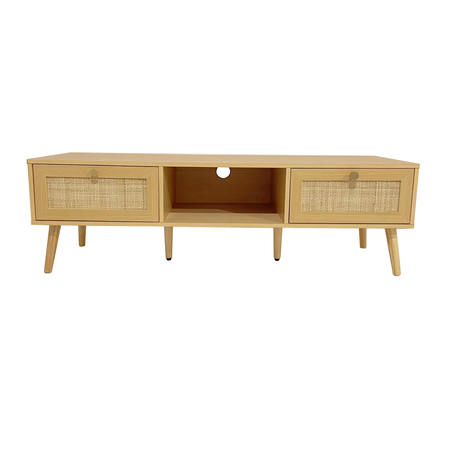 Foret Rattan TV Stand Cabinet Modern Entertainment Unit Table Storage ...