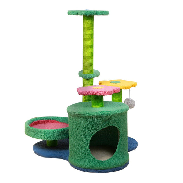 Salesbay 3 Tier Flower Pet Play House Cat Tree Feline Scratcher Scratchpost Scratching Post Tower Wws