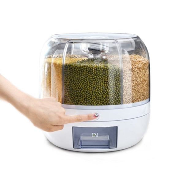 Salesbay 6 in 1 Rotating 360° Dry Food Dispenser Grain Rice Storage Container Cereal Box Wws