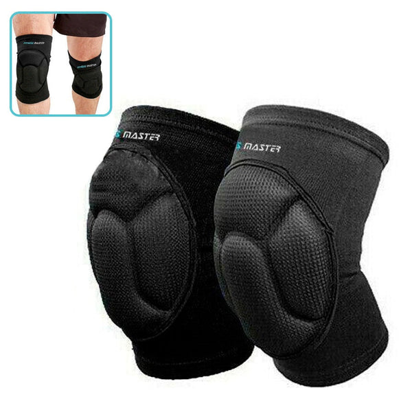 Fitness Master Black 2x Knee Pad Crashproof Antislip Brace Leg Sleeve Protector Guard Support Gear Wws
