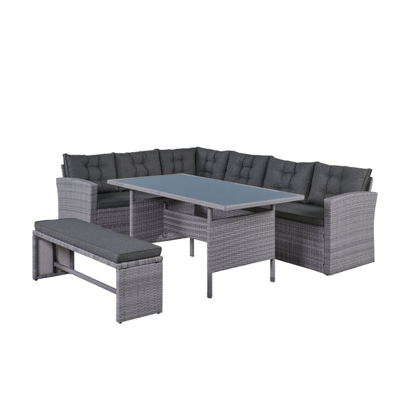 Elora 4pc Corner Lounge Set Outdoor Furniture Rattan Wicker Chair Sofa Table Garden Patio Wws
