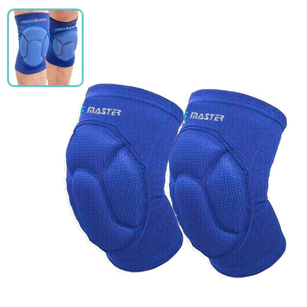 Fitness Master Blue 2x Knee Pad Crashproof Antislip Brace Leg Sleeve Protector Guard Support Gear Wws