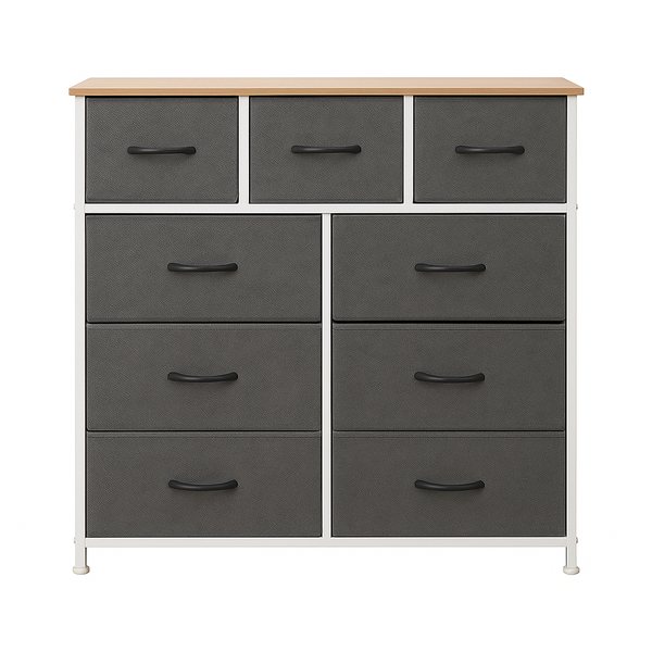 Foret Chest of 9 Drawers Storage Cabinet Tower Dresser Tallboy Retro Wooden Top