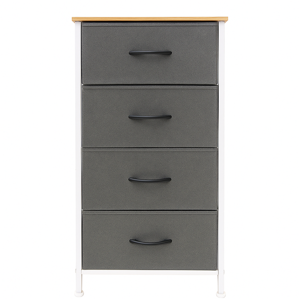 Foret Chest of 4 Drawers Storage Cabinet Tower Dresser Wood Top Tallboy Organizer