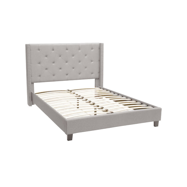 Foret Bed Frame Queen Mattress Base Platform Fabric Wooden Sleep Beds 3 Colors