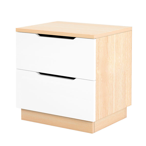 Foret Bedside Table Side Tables Drawers Nightstand Bedroom Storage Cabinet Wood White 2 Drawer