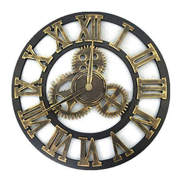 Large Round Wall Clock Vintage Wooden Luxury Art Design Vintage