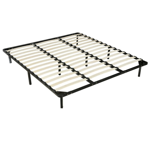 Foret Bed Frame King Size Base Bedroom Furniture Metal Wooden Slats Black