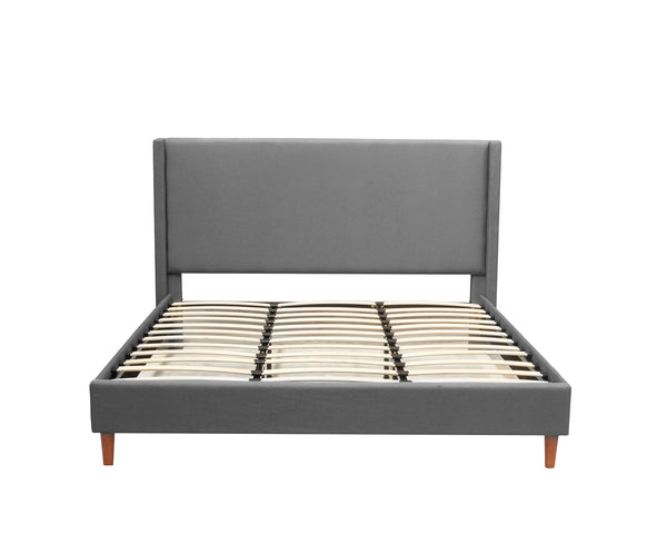 Foret Bed Frame Double Base Bedroom Furniture Scandinavian Wooden Fabric Grey