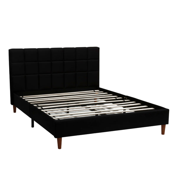 Foret Bed Frame King Size Black Colour Fabric Bedroom Furniture Wooden Base