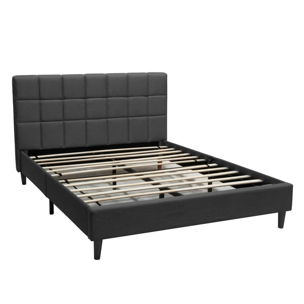 Foret Grey Bed Frame King Size Fabric Bedroom Furniture Wooden Base
