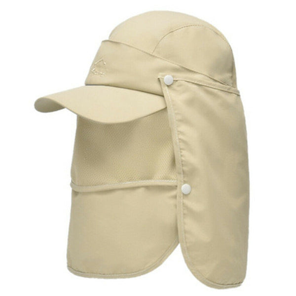 Elora Mens Neck Flap Wide Brim Unisex Hiking Hat for Fishing UV Sun Protection