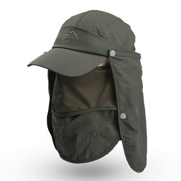 Elora Mens Neck Flap Hat Wide Brim Cap Unisex Hiking Fishing UV Sun Protection