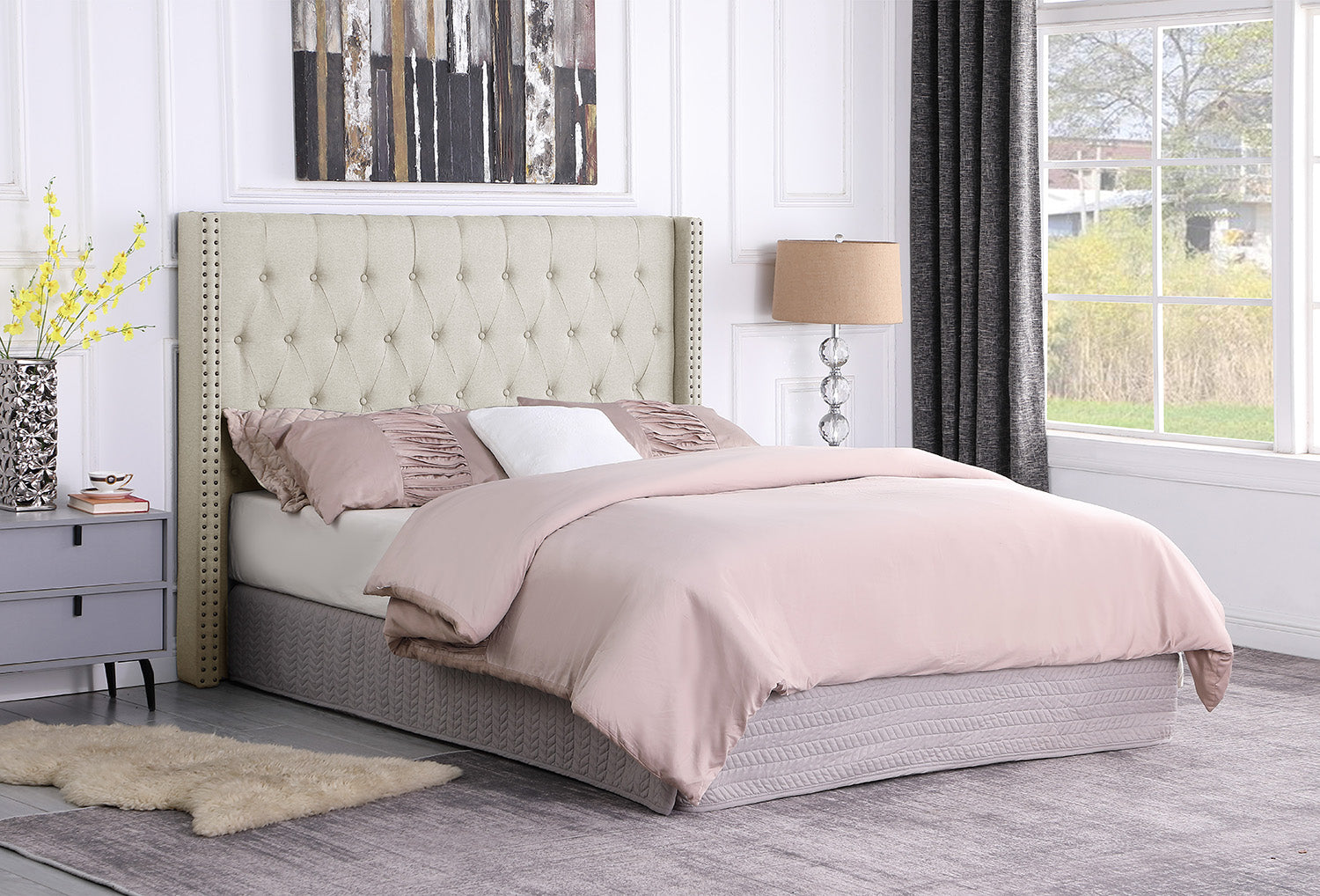 Foret Bed Head Double Size Headboard Bedhead Frame Base Stud Tufted Fa