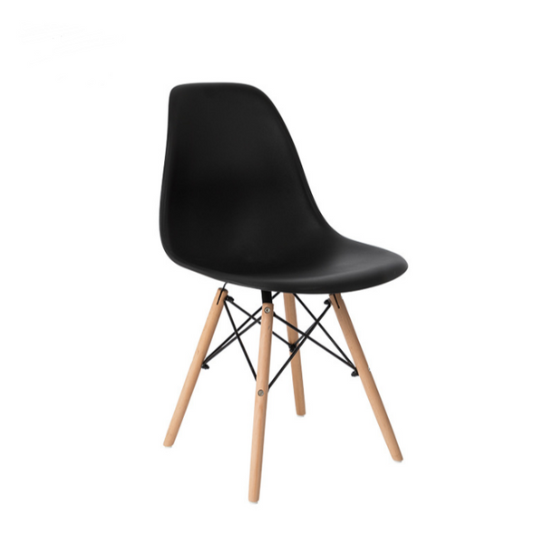 8x Replica Retro Dining Chairs Cafe Kitchen Beech (Black Colour)