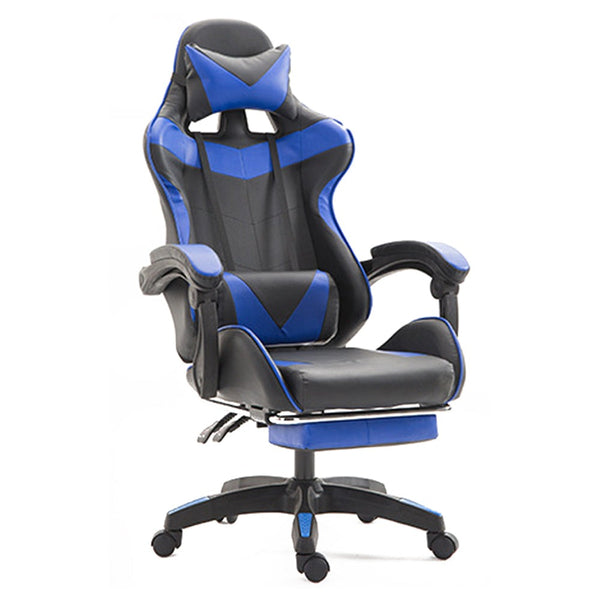 Blue Colour High Back Executive Office Gaming Chair Footrest Computer Seat Racer Recliner