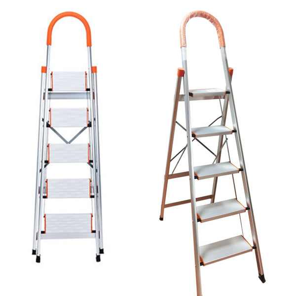 5 Step Aluminium Multi-Purpose Folding Ladder Light Weight Non Slip Platform