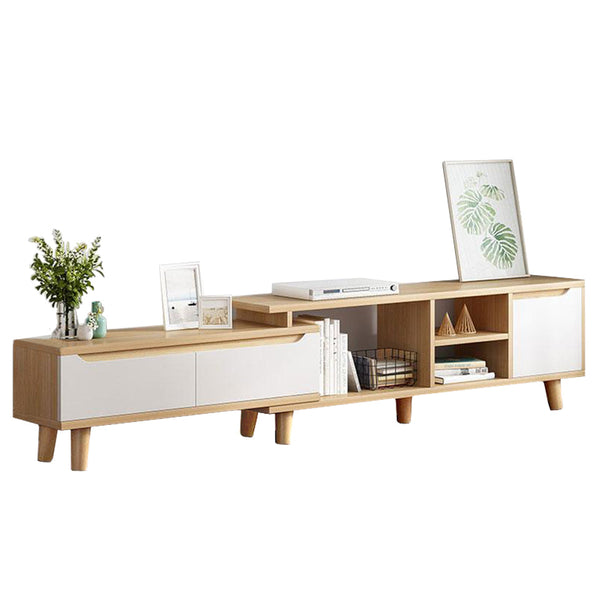 Foret TV Cabinet Stand Entertainment Unit Adjustable Storage Shelf Wooden Maple