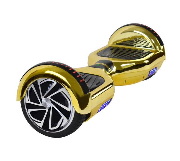Chrome Gold 6.5inch Aluminium Wheel Self Balancing Hoverboard Electric Scooter Bluetooth Speaker LED Lights Waterproof Hover Board