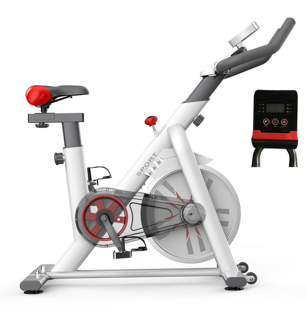White Exercise Spin Bike Flywheel Fitness Home Gym Unique Design
