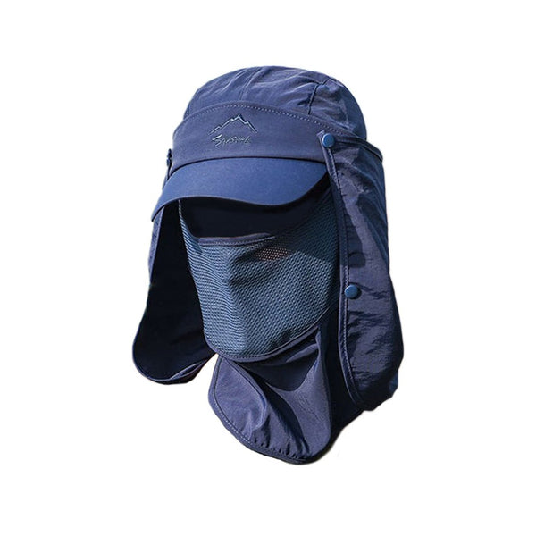 Elora Mens Neck Flap Hat Wide Brim Cap Face Hiking Fishing UV Sun Protection Blue