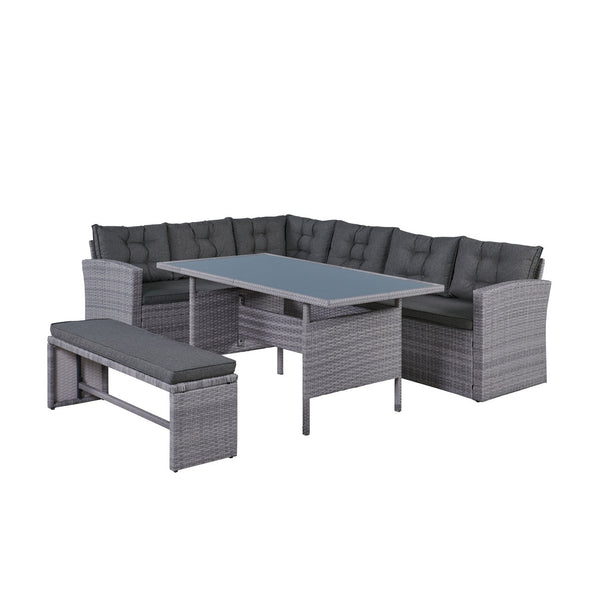 4pc Corner Lounge Set Outdoor Furniture Rattan Wicker Chair Sofa Table Garden Patio