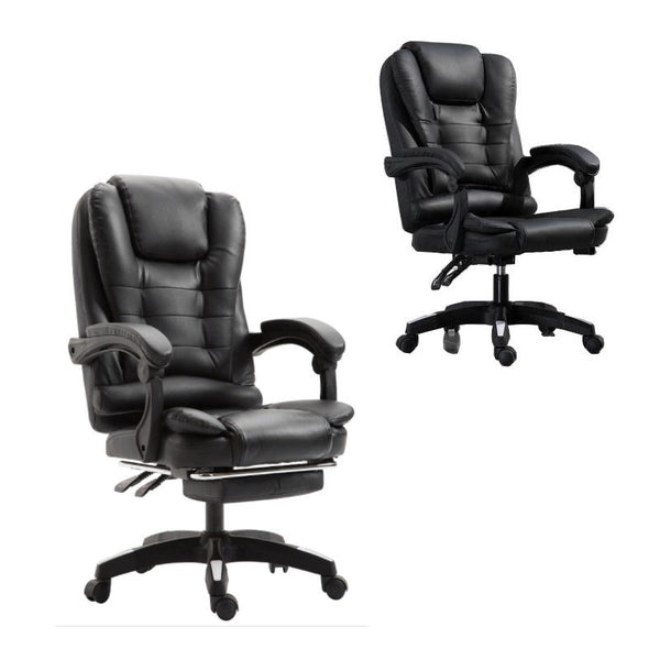 Office Chair PU Leather Massage Computer Gaming Executive Racer Chairs Gas Lift Seat Black