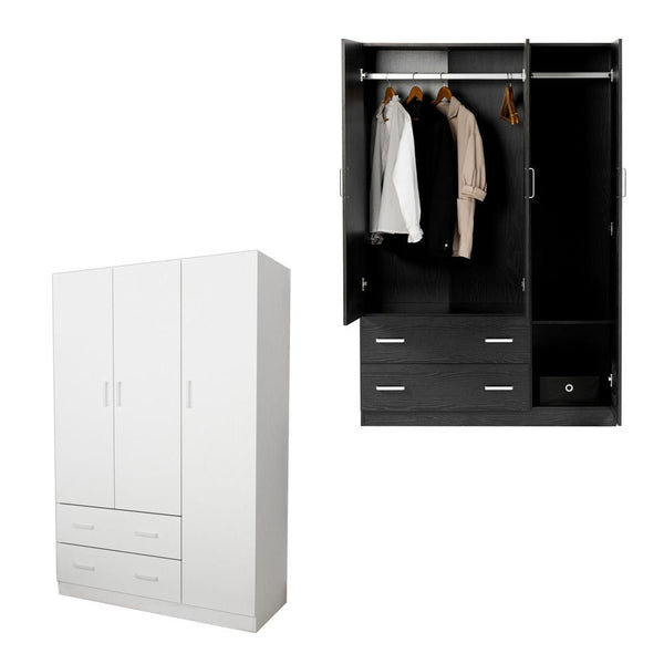 Foret Cabinet Wardrobe Clothes Rack Bedroom Storage Organiser 3 Doors 2 Drawers - 2 Colours
