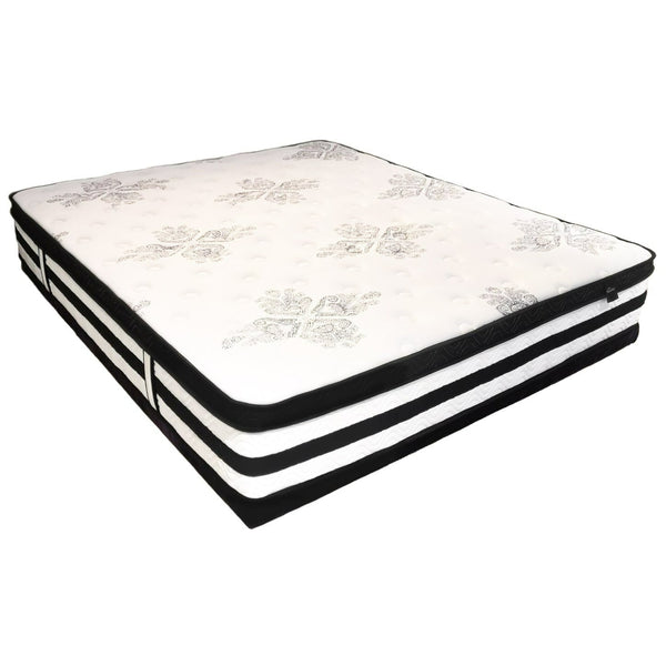Foret Queen Bed Mattress 5 Zone Plush Euro Top Foam Medium Firm 34cm