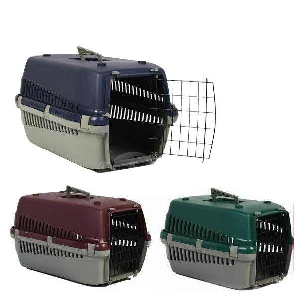 Portable Plastic Dog Cat Pet Pets Carrier Travel Cage w Front Doors House Kennel